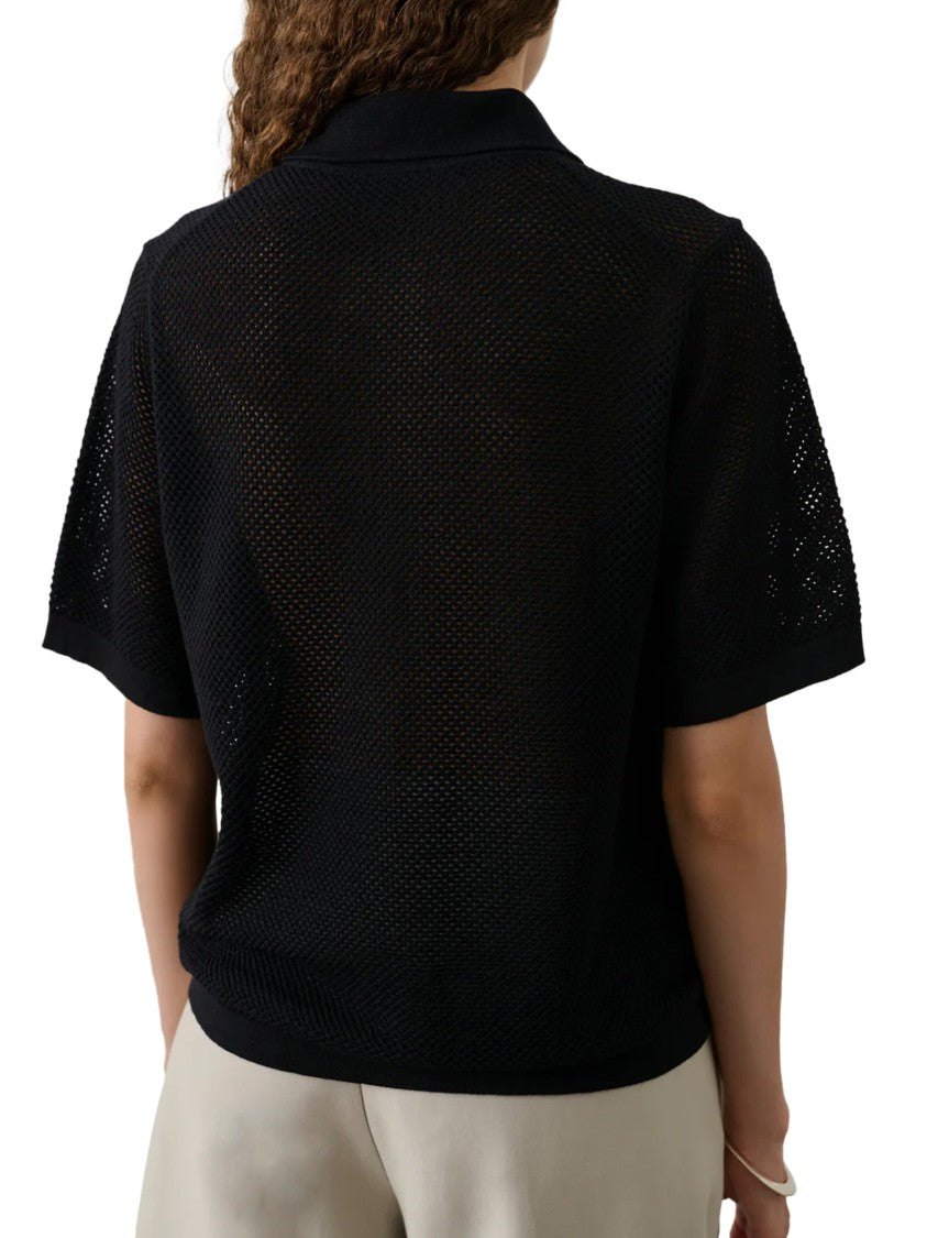 Soeur Textured Short-Sleeved Polo Shirt With Classic Collar