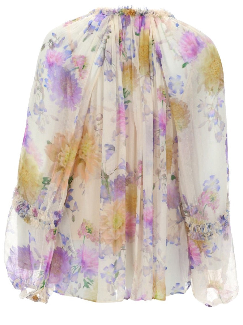 Zimmermann Luna Floral Print Pastel Viscose Blouse