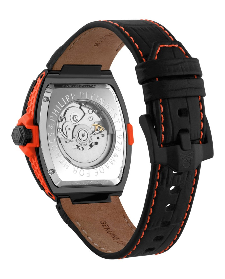 Philipp Plein Aquastorm Silicone Watch With Black Calf Leather Strap
