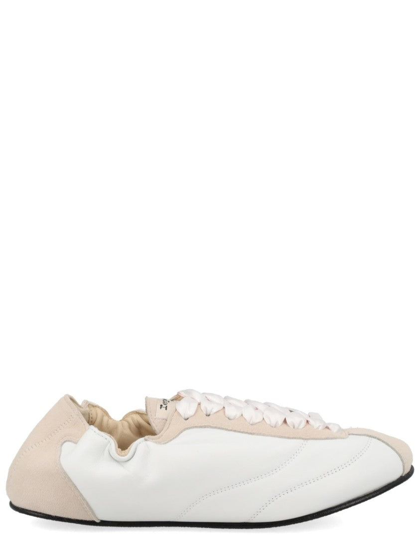 Repetto Tennis Smooth White Suede Accent Lambskin Sneakers
