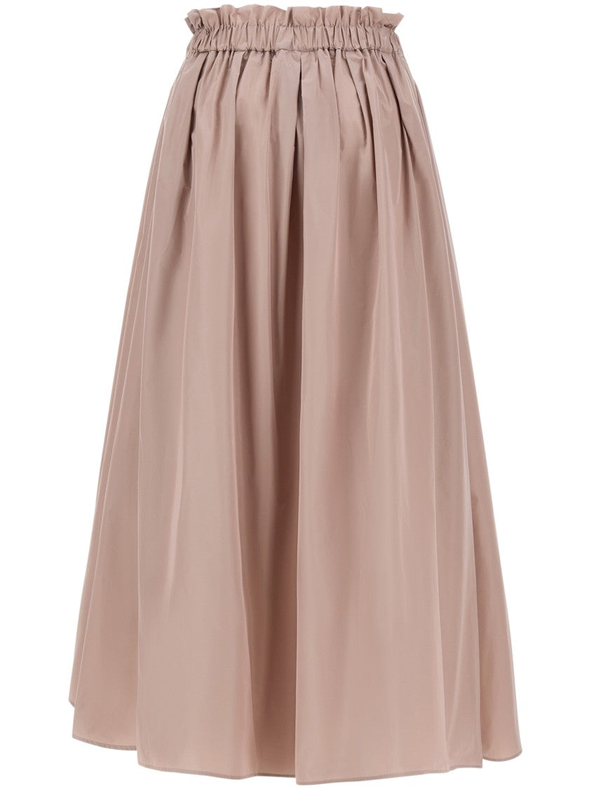 Herno Midi Skirt With Gathered Waistband And Soft Pleats