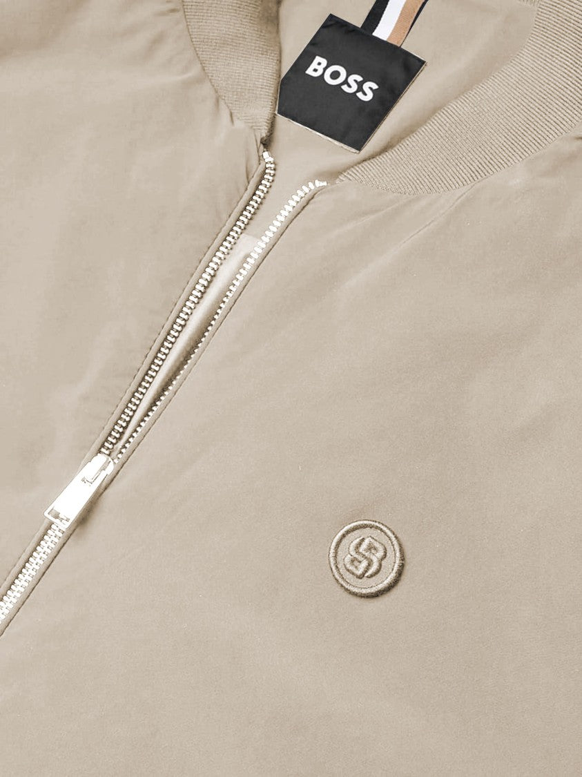 Hugo Boss Beige Cotton Sweatshirt With Front Zip