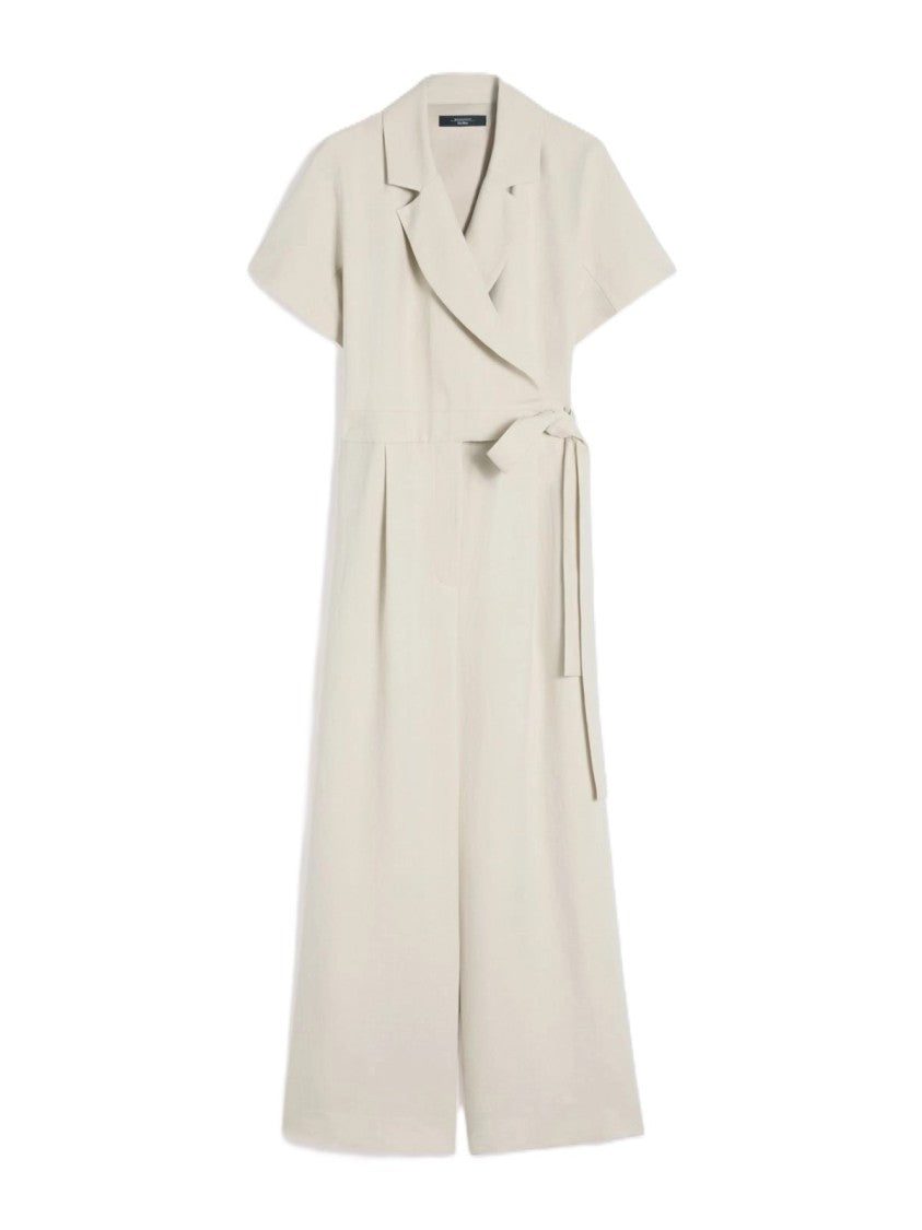 Max Mara Short-Sleeved Jumpsuit With Wrap Front And Notched Lapel