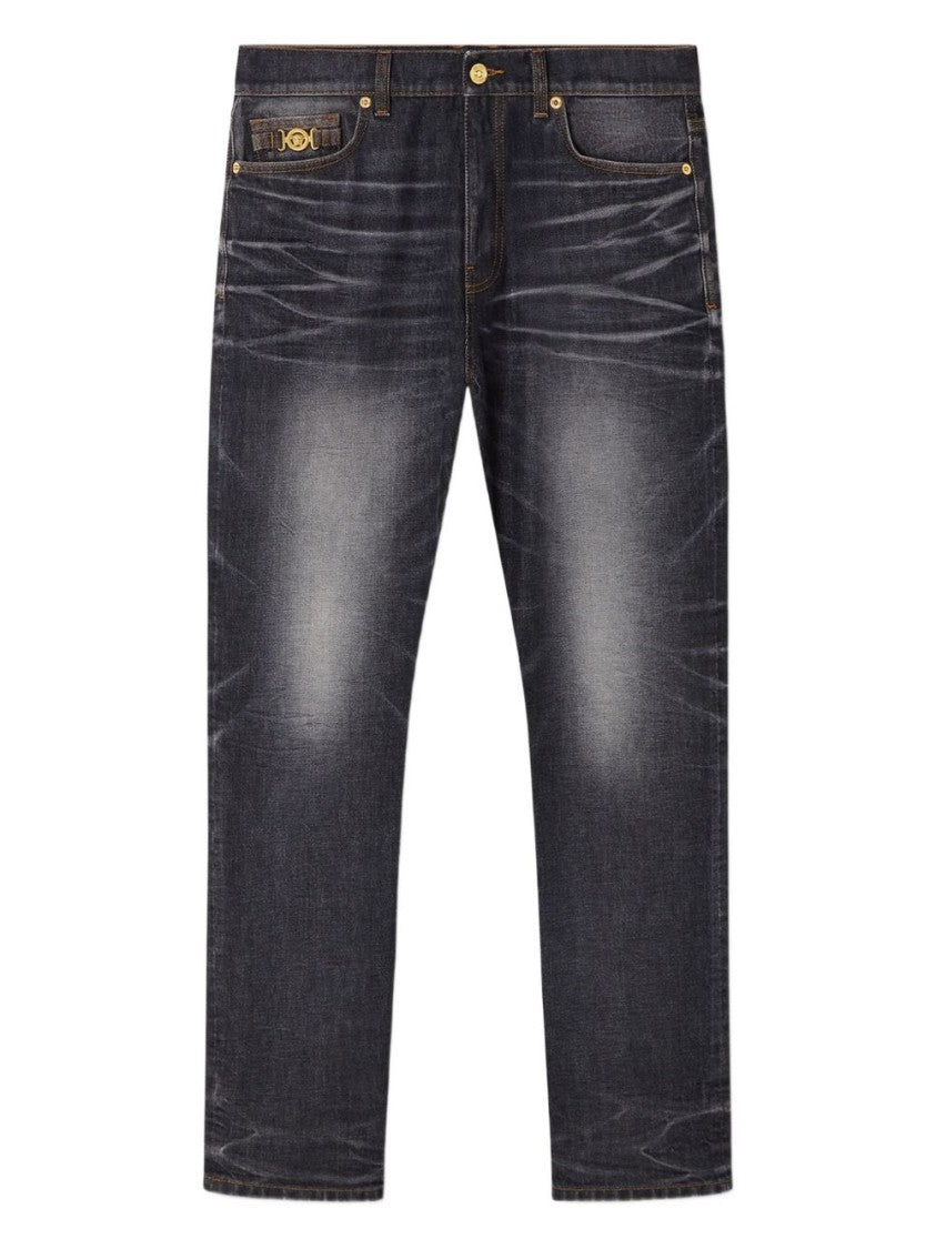 Versace Straight Leg Black Washed Jeans