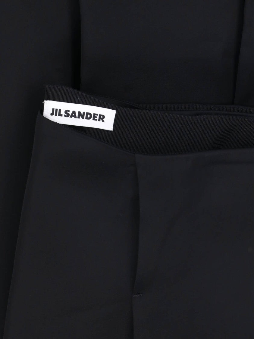 Jil Sander Midi Skirt In Smooth Black Viscose With Pleated Details