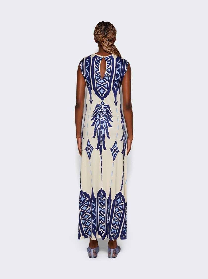 Johanna Ortiz Cardinal Direction Ankle Dress Ivory And Blue