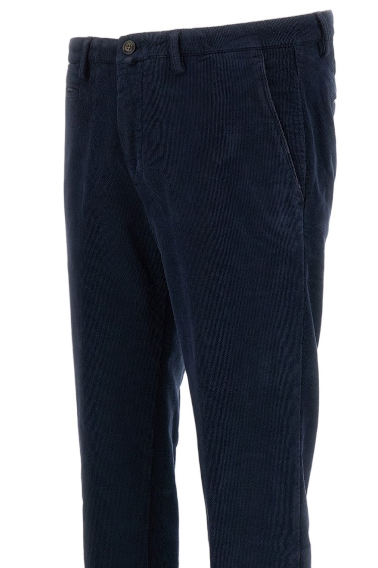 Briglia 1949 Blue Moleskin-Effect Cotton Twill Straight-Leg Pants