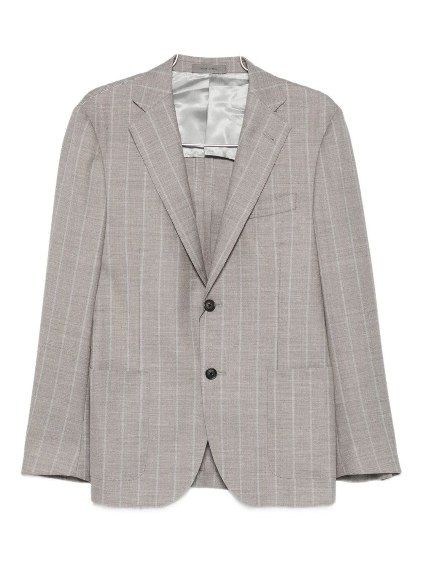 Corneliani Sophisticated Brown Suit With Pinstripe Detailing