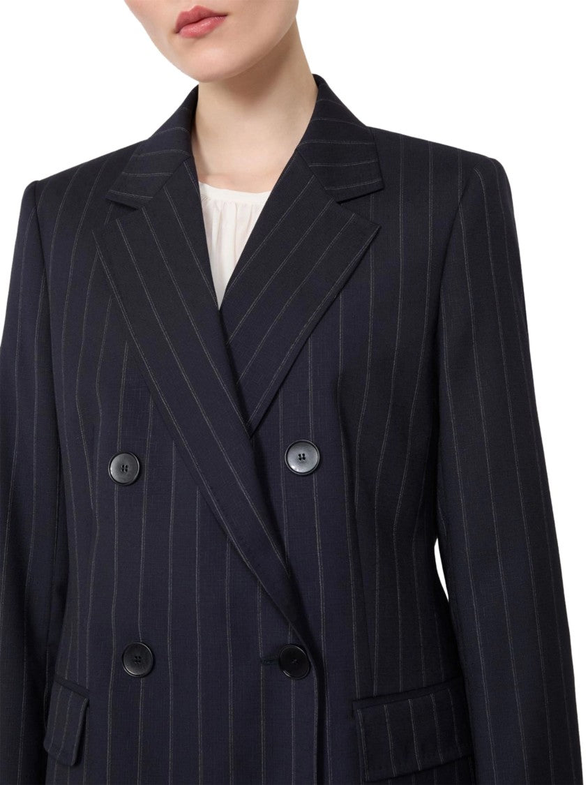 Max Mara Double-Breasted Tailored Blazer With Pinstripes