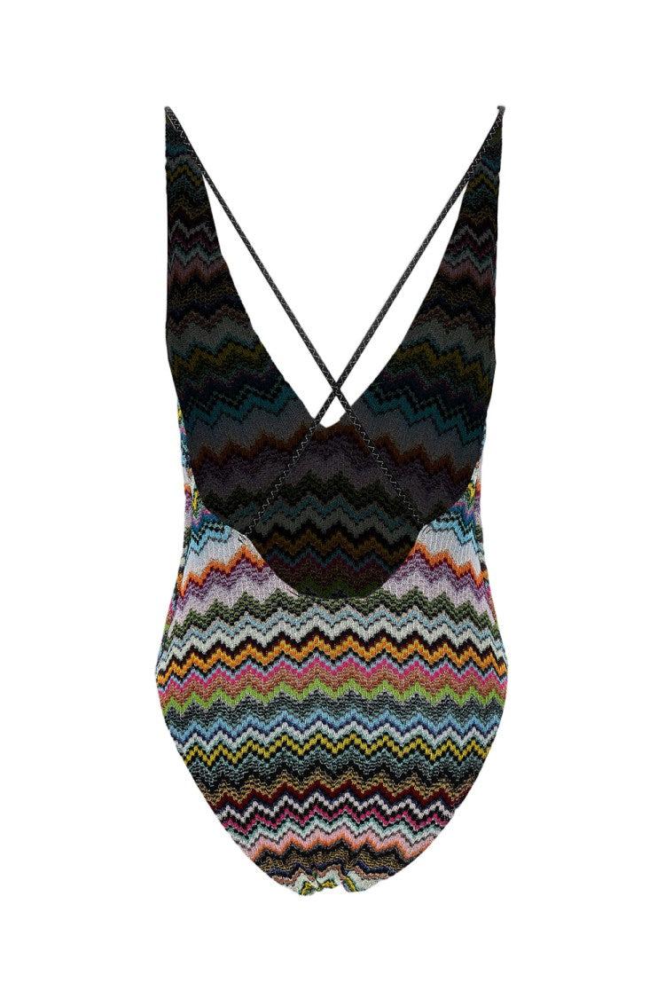 Missoni Multicolor Zigzag Pattern One-Piece Swimsuit