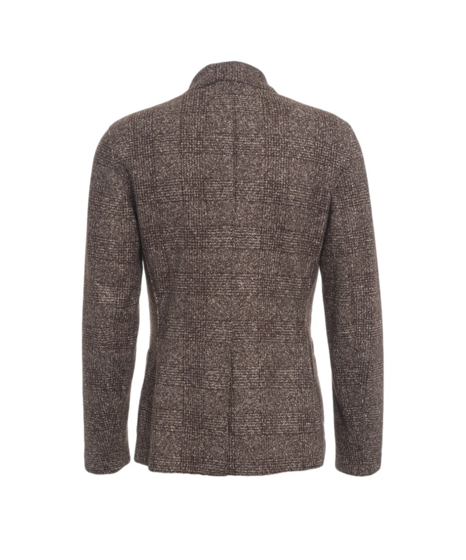 Bob Single-Button Blazer With Textured Checkered Pattern