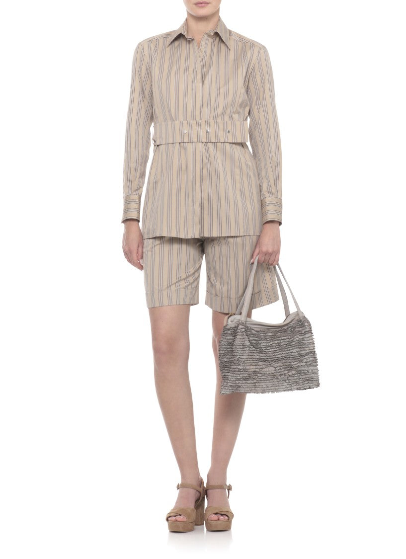 Majo Textured Grey Handbag With Fringed Leather Design