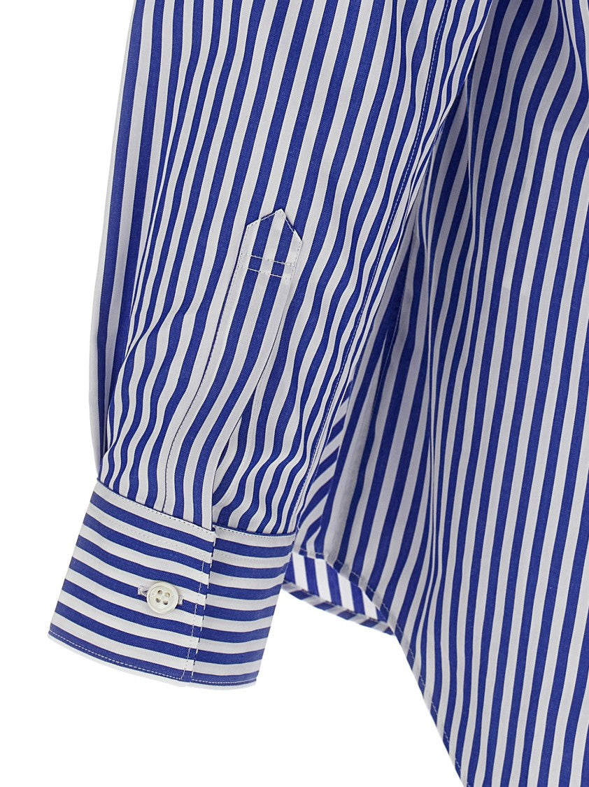 Comme Des Garçons Cotton Poplin Striped Shirt With Check Inserts
