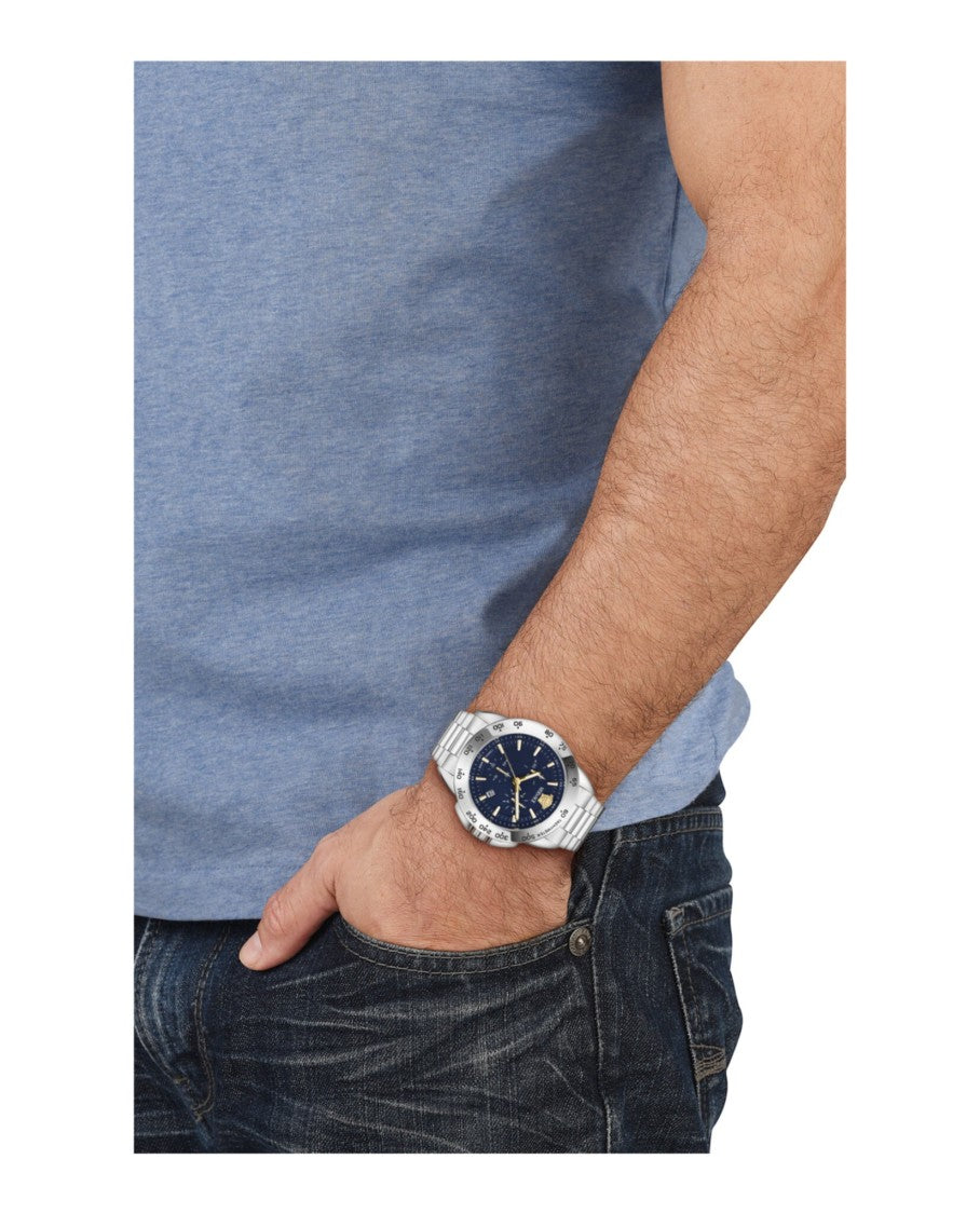 Versace V-Sport Chronograph Bracelet Watch With Blue Matte Dial