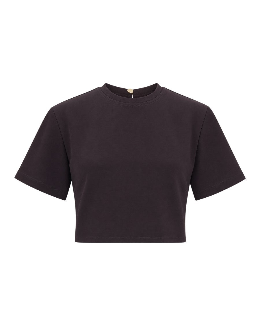 Sessùn Black Murza Mocambo Textured Satin Cropped Top