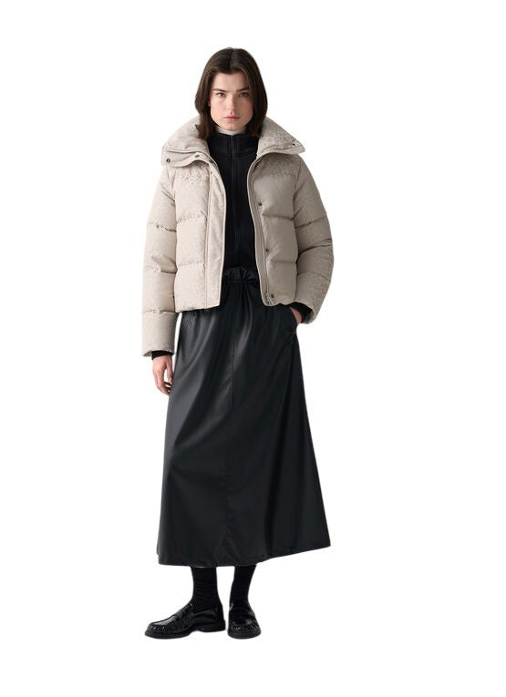 Colmar Originals Cropped Cream Coat With Animalier Pattern