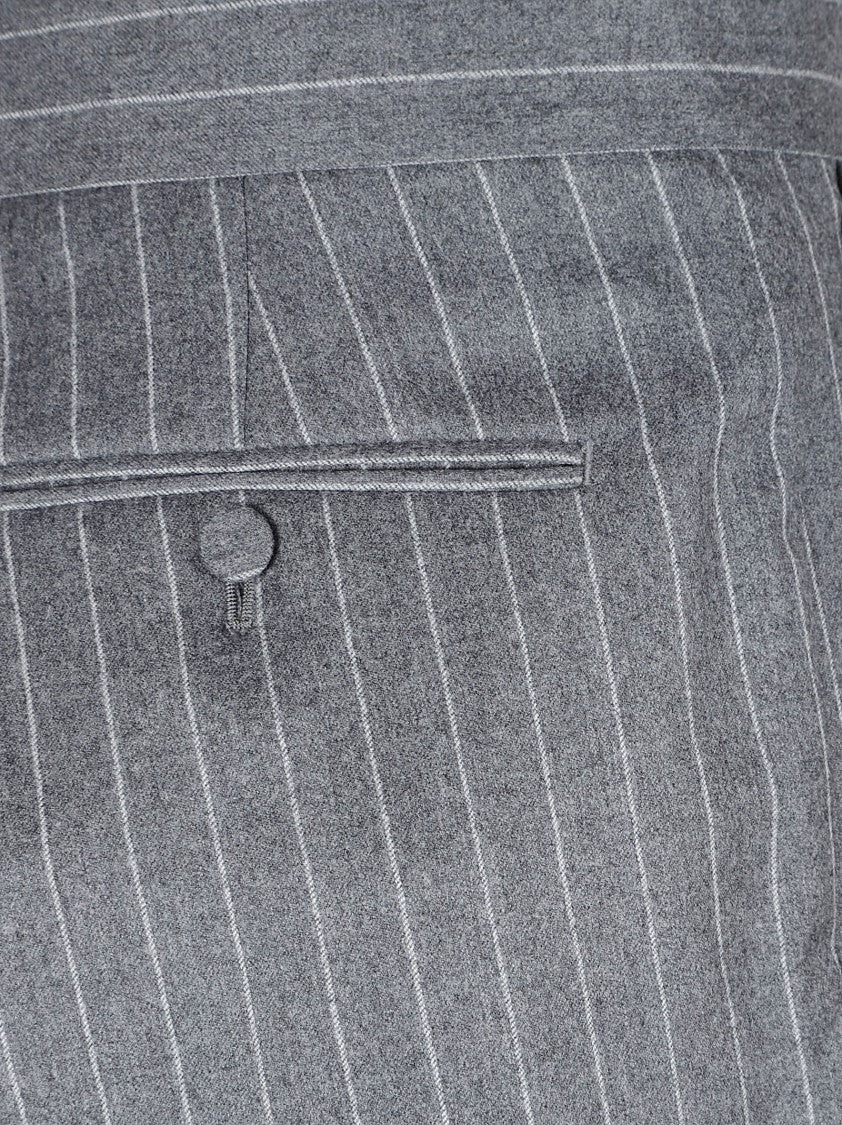 Tom Ford Tailored Grey Trousers With Pinstripe Pattern And Structured Waistband