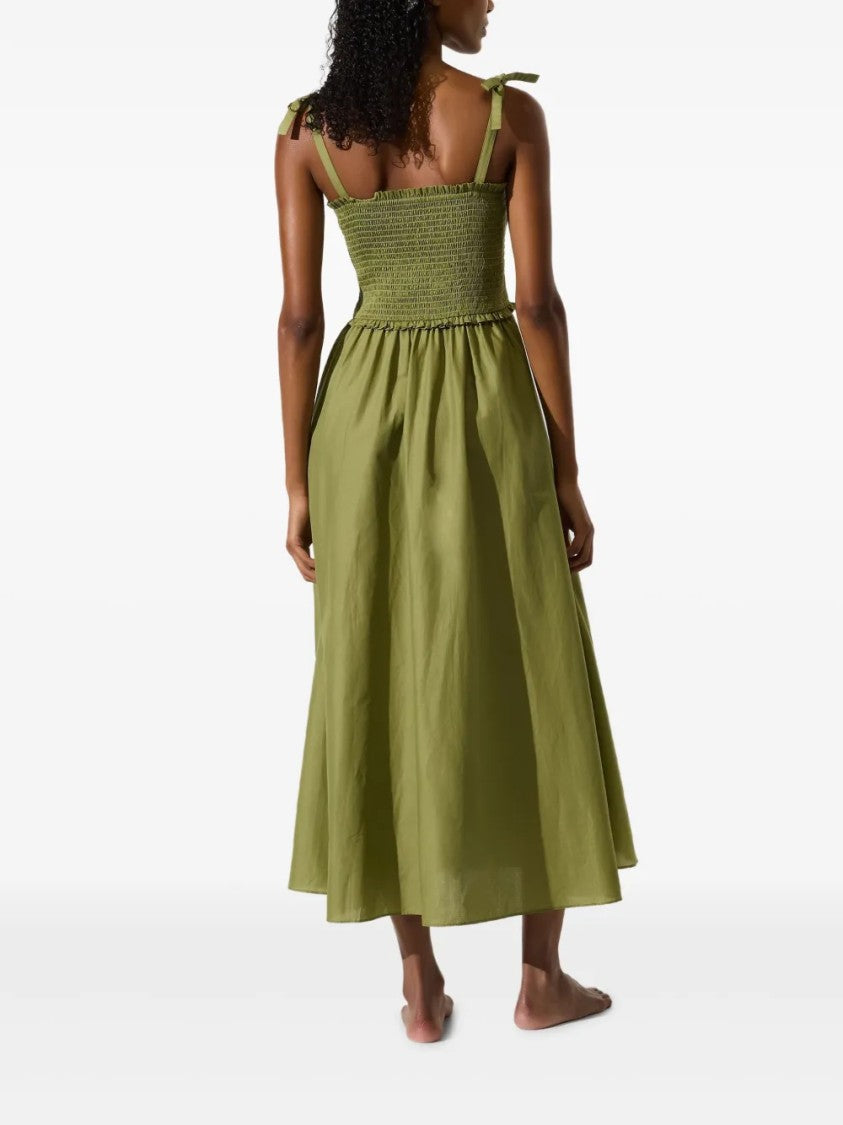 Karl Lagerfeld Midi Dress With Smocked Bodice And Square Neckline