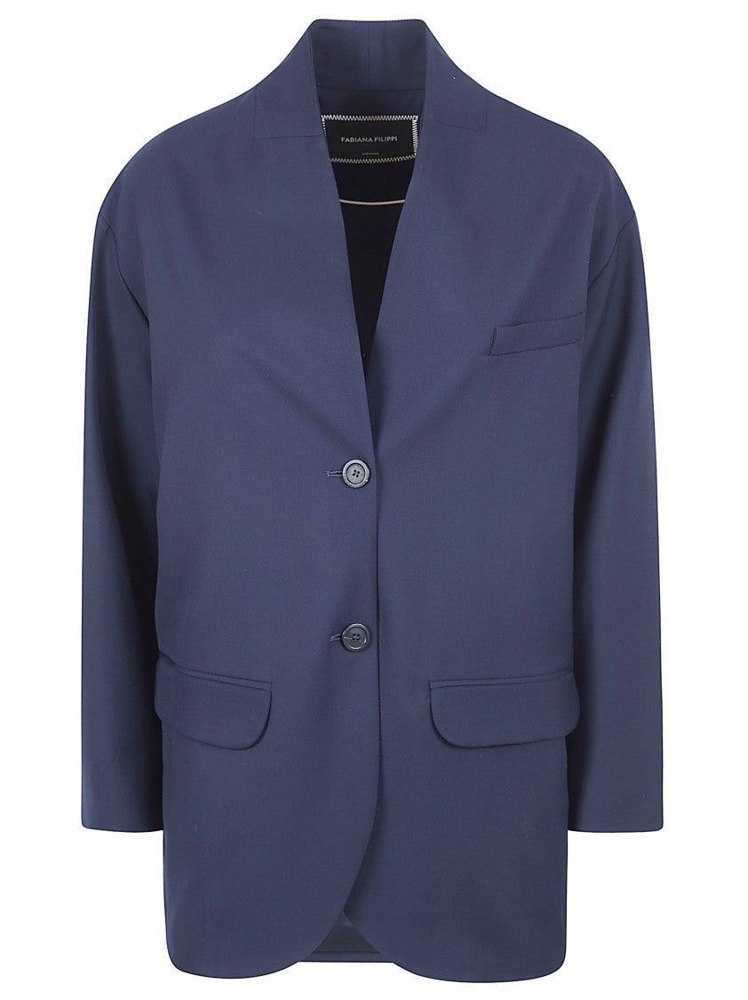 Fabiana Filippi Techno Tailoring Fabric Stand-Up Collar Jacket