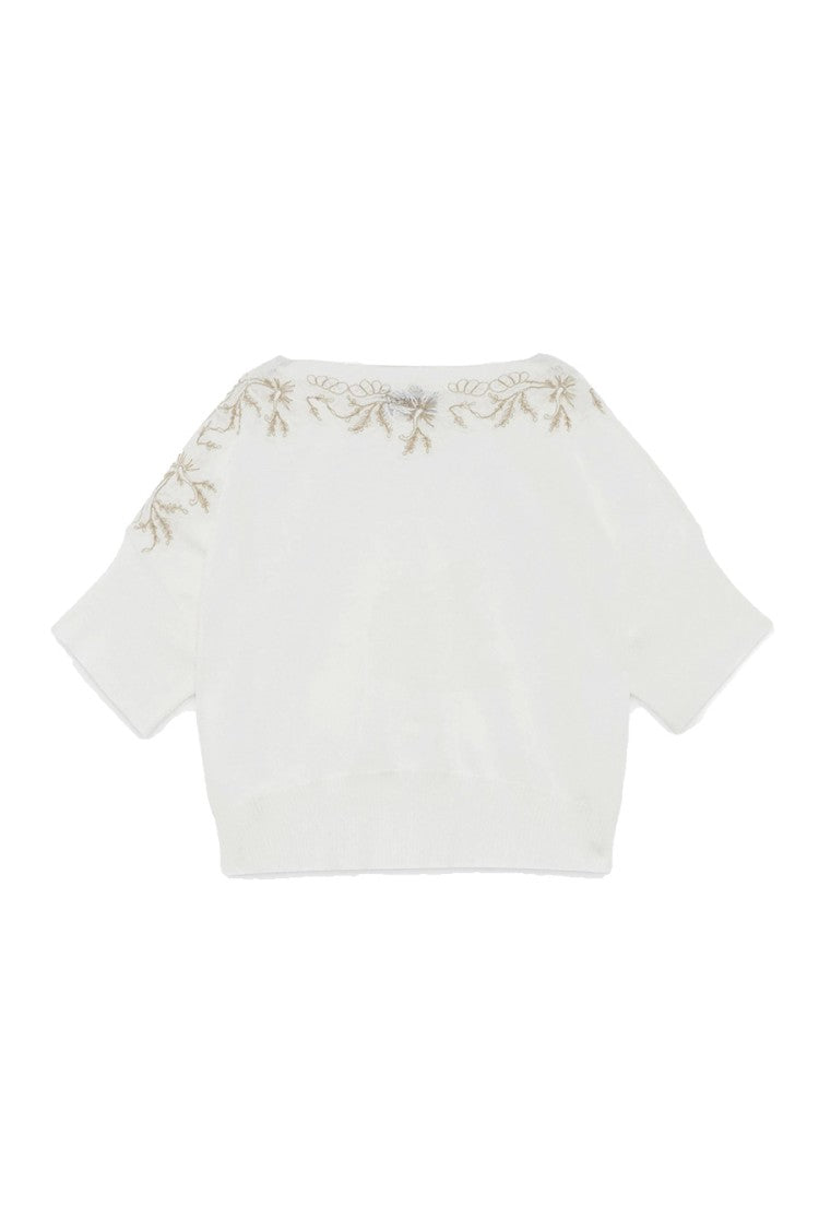 Ermanno Cotton Embroidered Boat-Neck Sweater