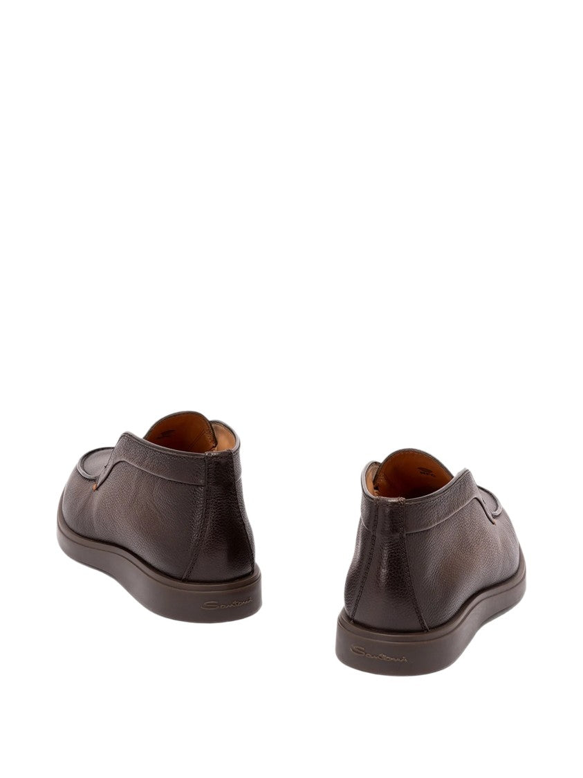 Santoni Textured Leather Slip-On Loafers