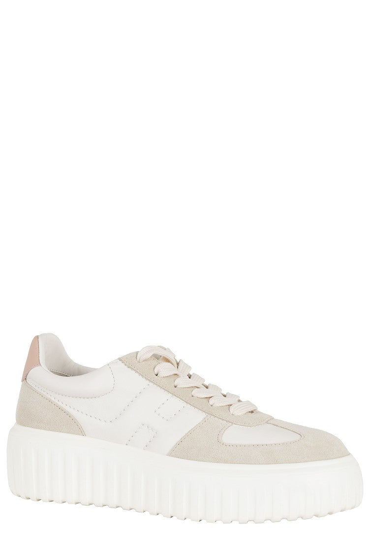 Hogan Natural H-Stripes Basket Side-Logo Leather Sneakers