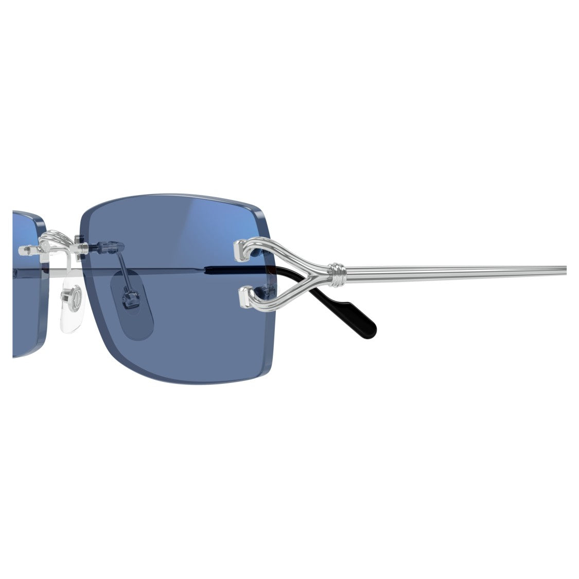 Cartier Rectangular Rimless Eyeglasses With Distinctive Curved Temples