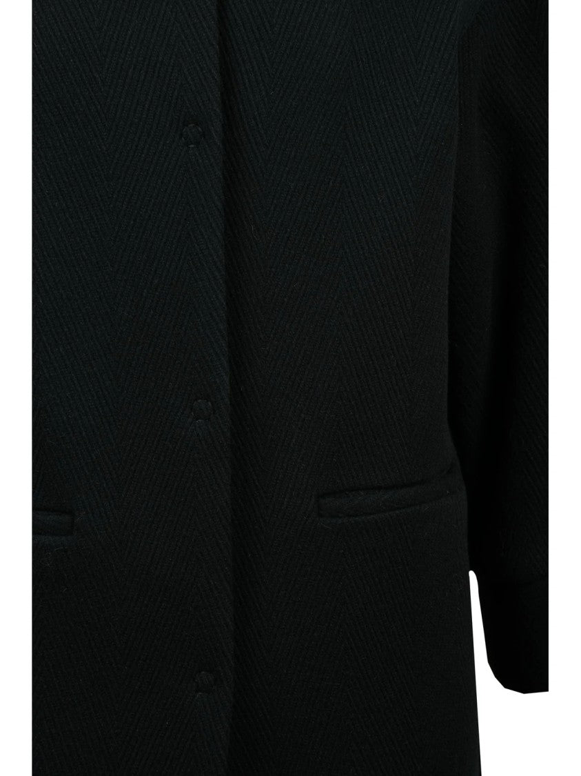 Oliver Horigamy Black Virgin Wool-Blend Coat