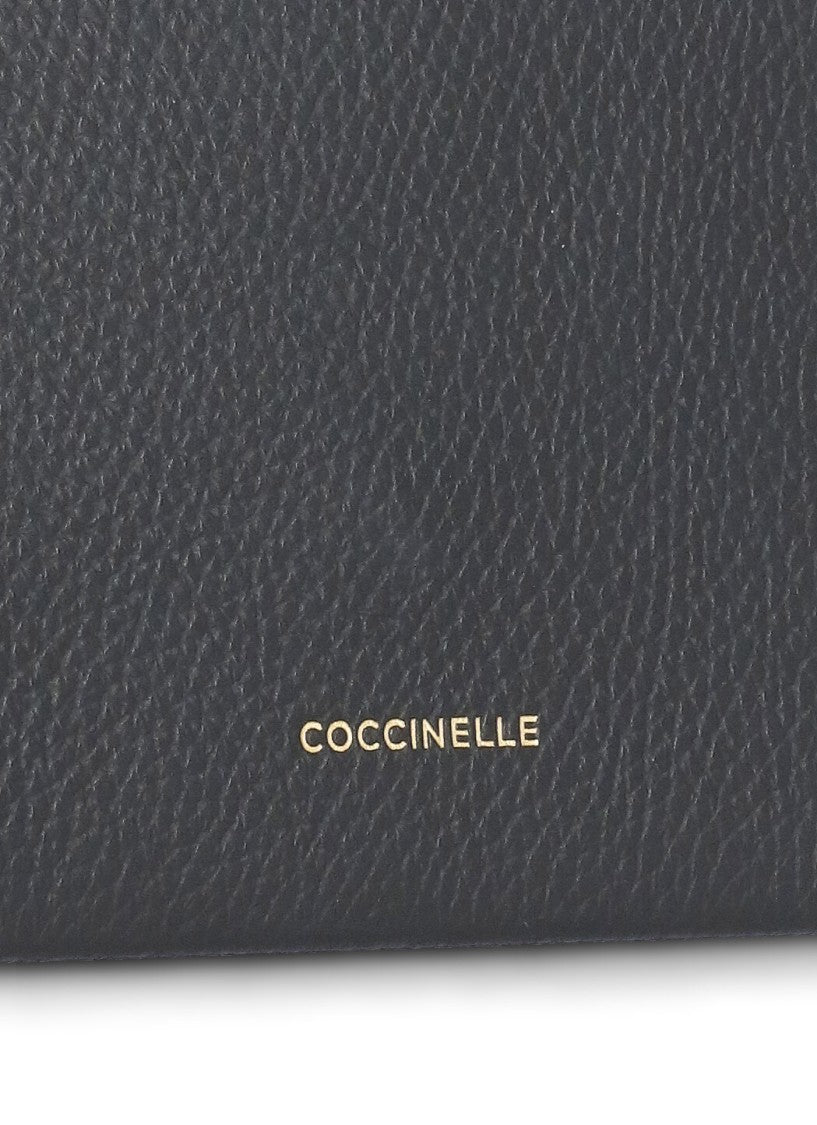 Coccinelle Black Pebbled Leather Shoulder Bag