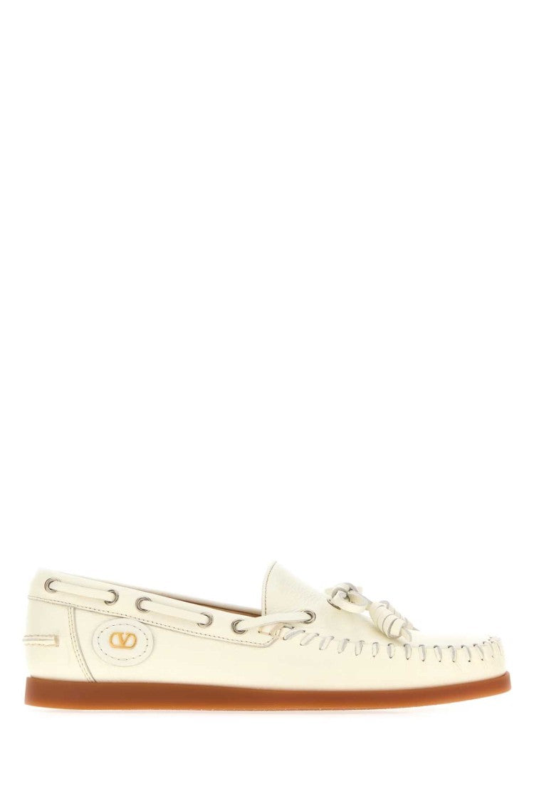 Valentino Garavani Ivory Leather Vlogo Signature Loafers