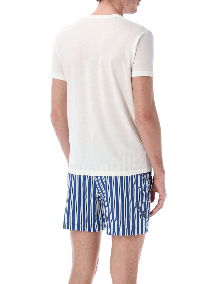 Tom Ford Classic Crew Neck Tee With Cotton-Silk Blend And Embroidered Logo