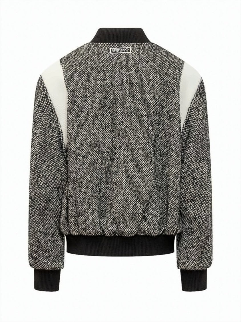 Kenzo Textured Bomber Jacket With Contrast Panels And Button-Up Closure