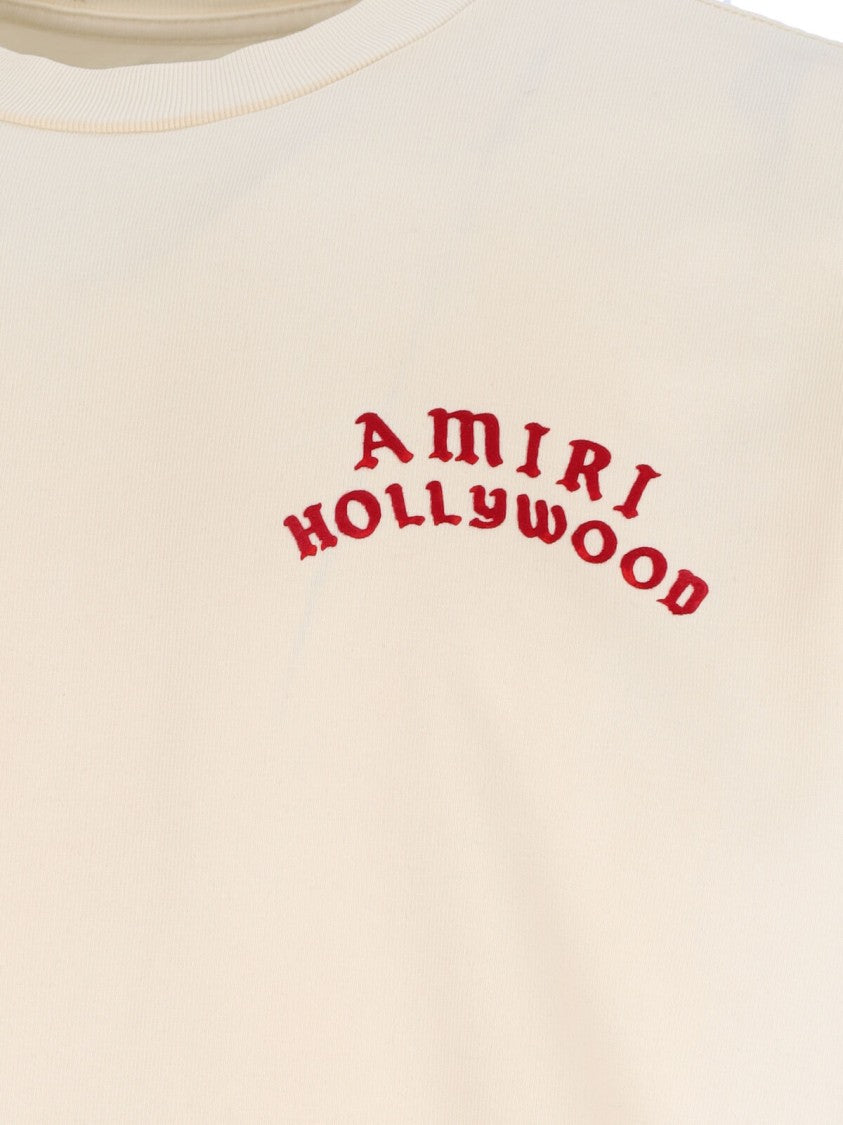 Amiri Hollywood Logo Embroidered Cotton T-Shirt