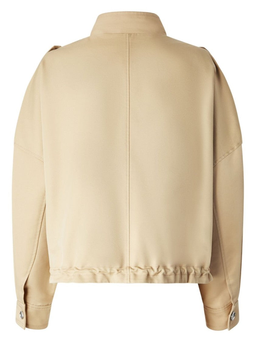 Pinko Cropped Beige Jacket With High Collar