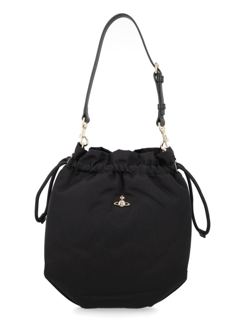 Vivienne Westwood Neutrals Soft-Structured Metallic Orb Viscose Shoulder Bag