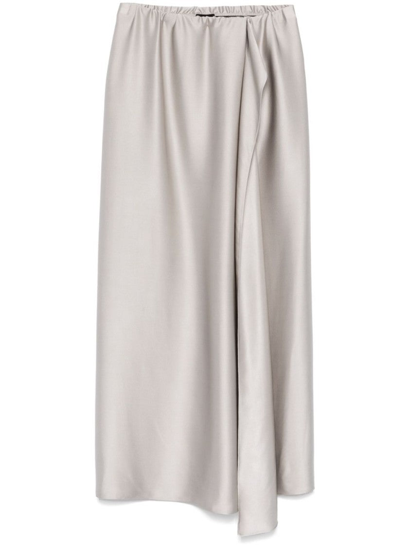 Giorgio Armani Light Grey Skirt With Ruffled Detailing And Side Slit