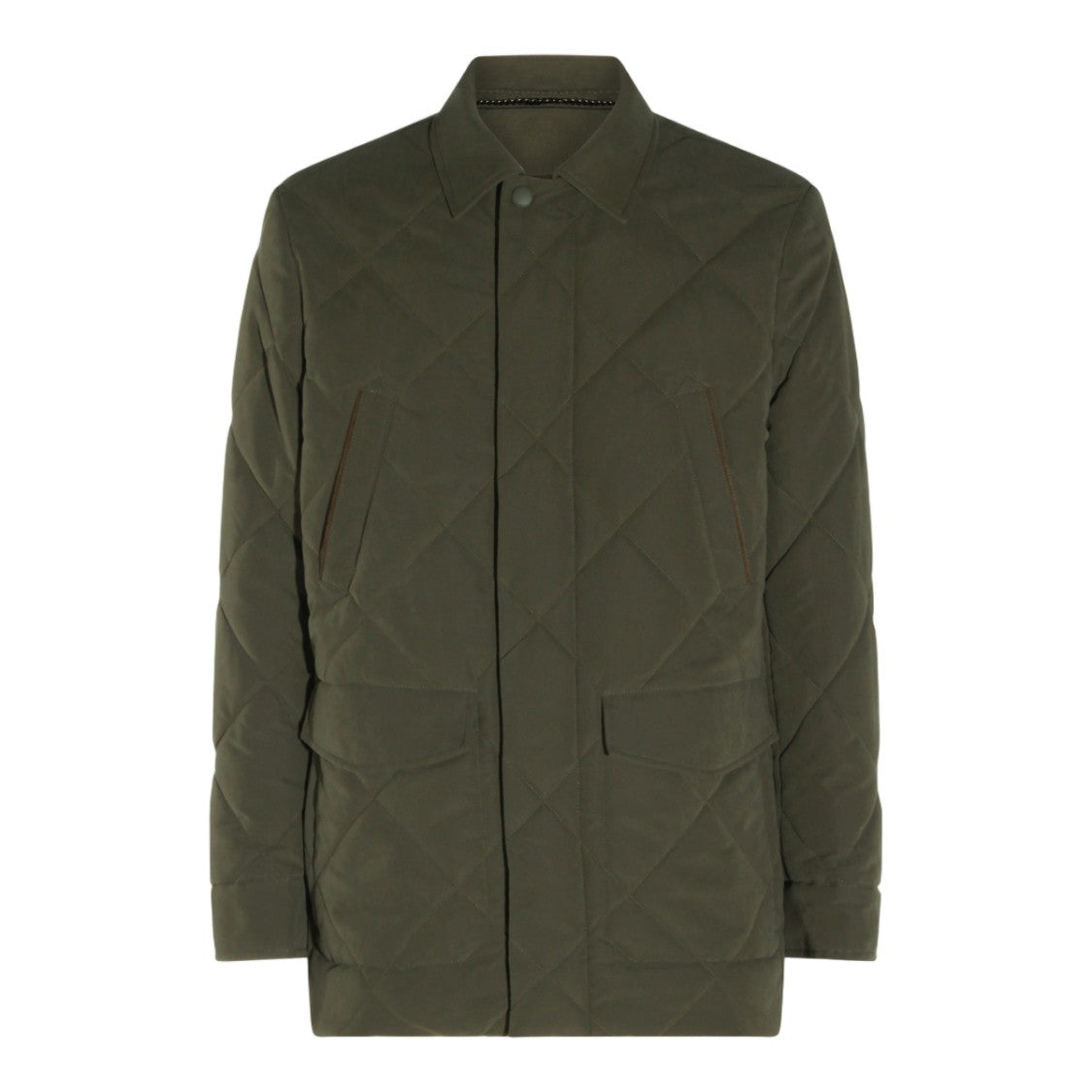 Canali Quilted Casual Jacket With Classic Collar And Functional Pockets