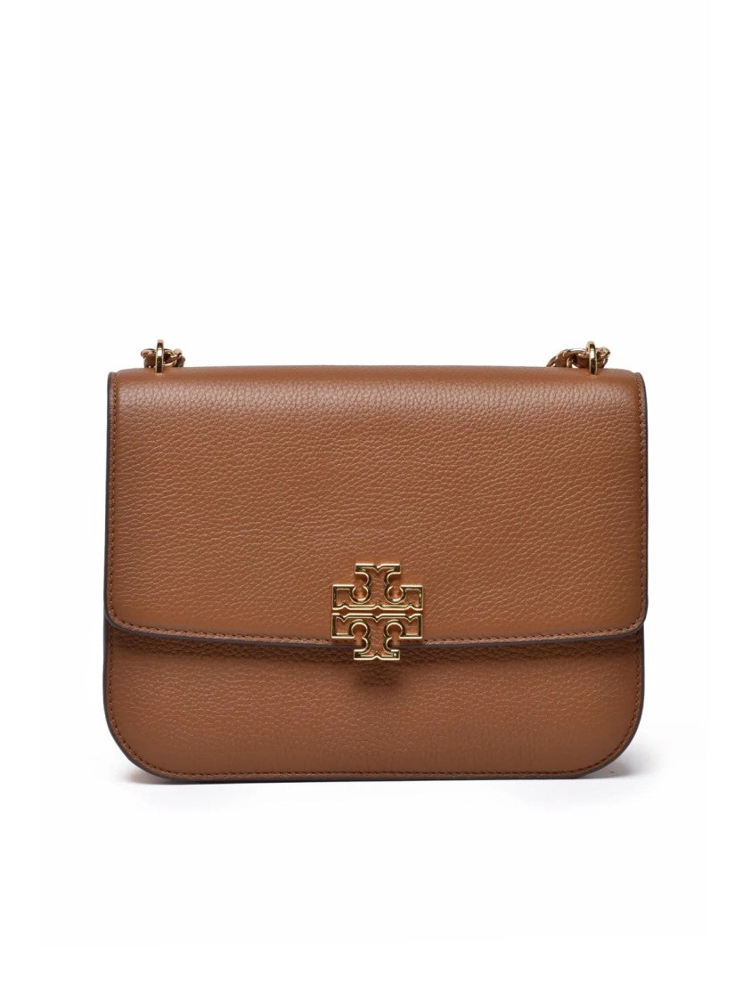 Tory Burch Medium Calfskin Leather Shoulder Bag With Chain Strap And Magnetic Closure