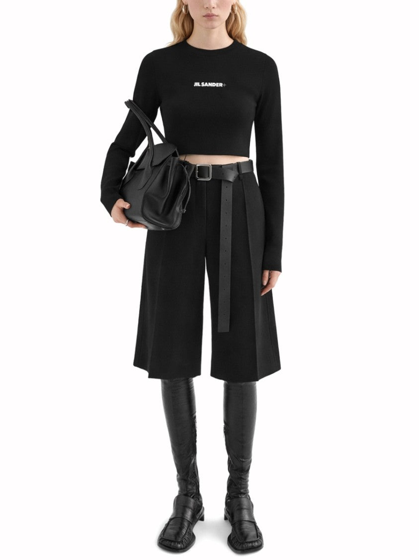 Jil Sander Cropped Top With Long Sleeves Polyamide Blouse