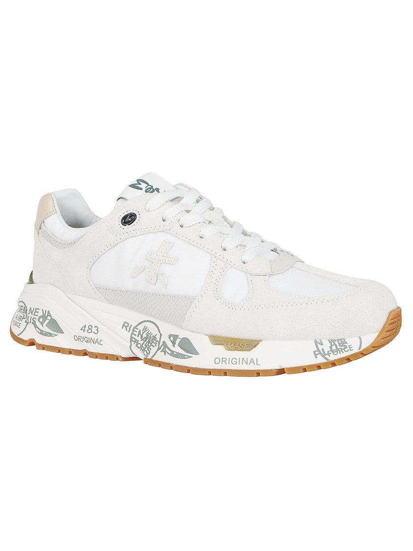 Premiata White Nylon And Suede Sneakers