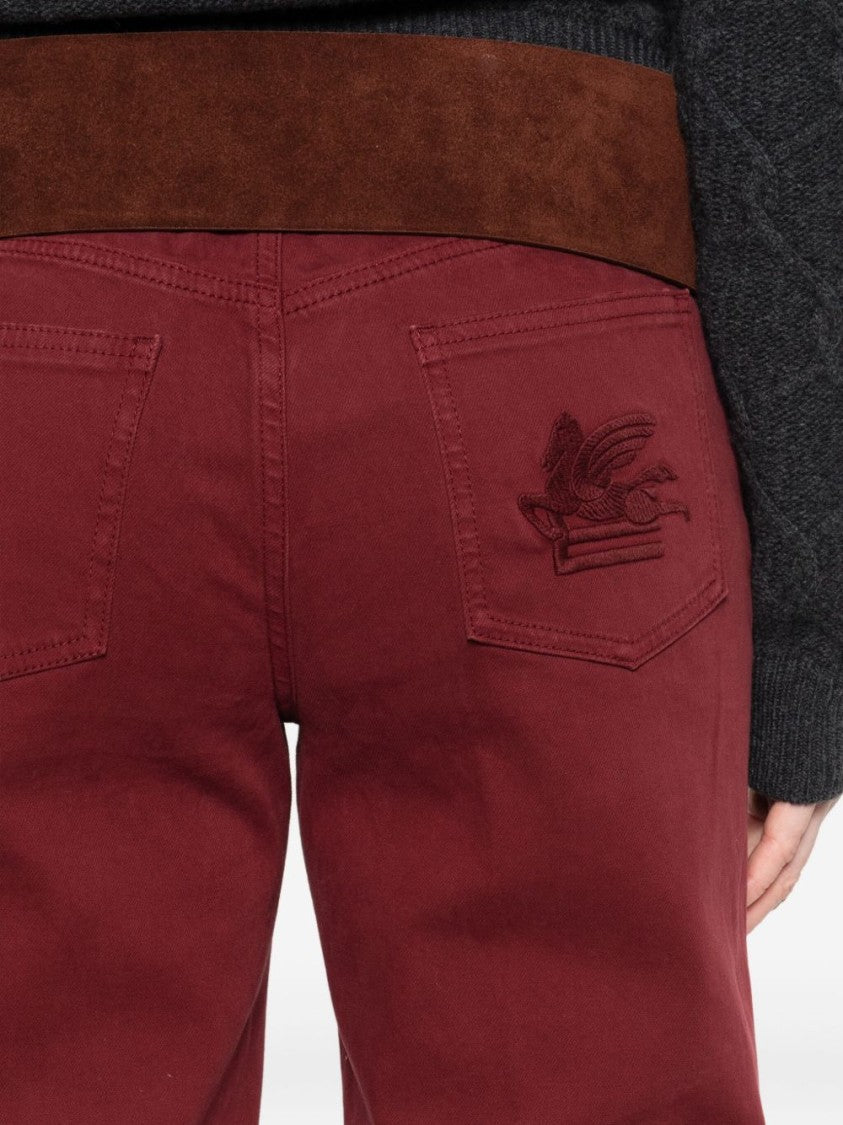 Etro Bordeaux Wide-Leg Jeans With High Waist