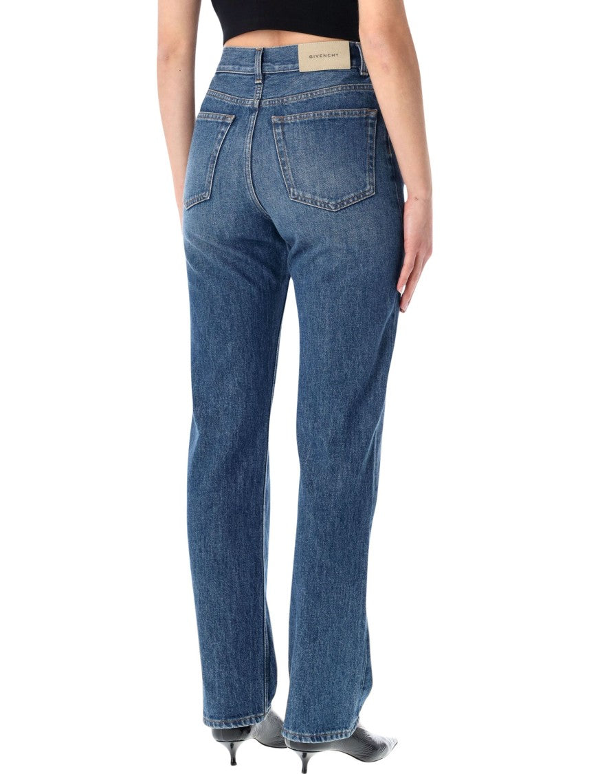 Givenchy Medium Blue Straight Fit Jeans With Structured Waist