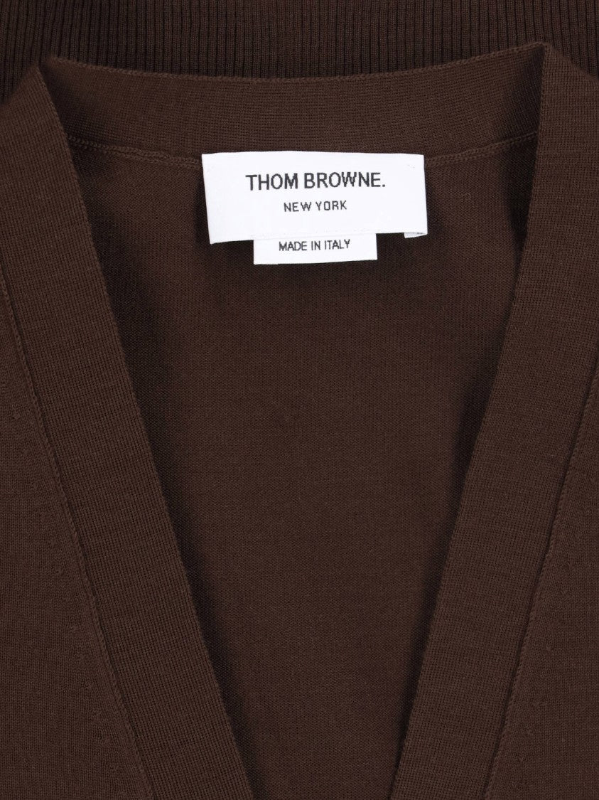 Thom Browne Brown Virgin Wool 4-Bar Cardigan