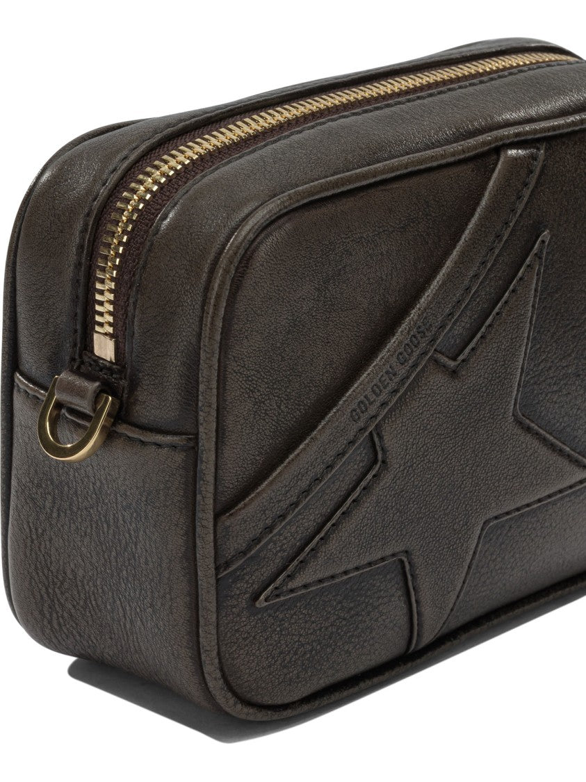 Golden Goose Smooth Leather Clutch With Subtle Embossed Star And Gold-Tone Accents