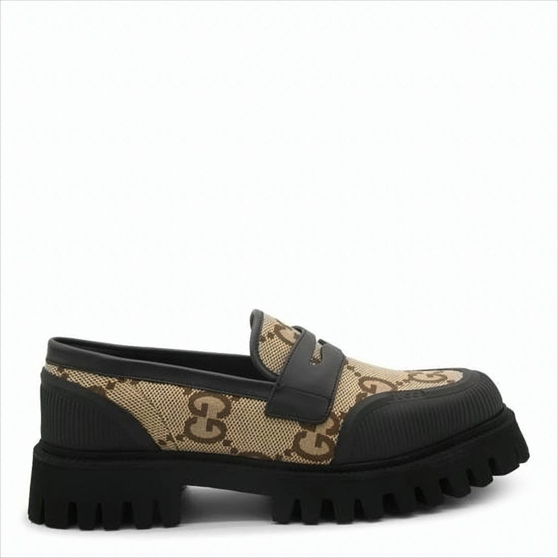 Gucci Chunky Sole Brown Monogram Pattern Loafers