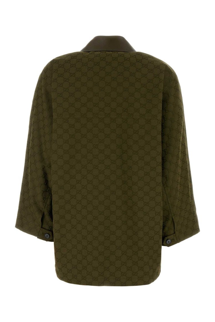 Gucci Olive Green Gg Fabric Jacket