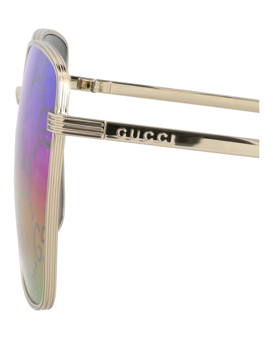 Gucci Square-Frame Metal Sunglasses