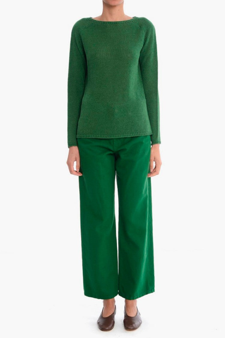 Max Mara Green Wide-Leg Five-Pocket Cotton-Blend Jeans