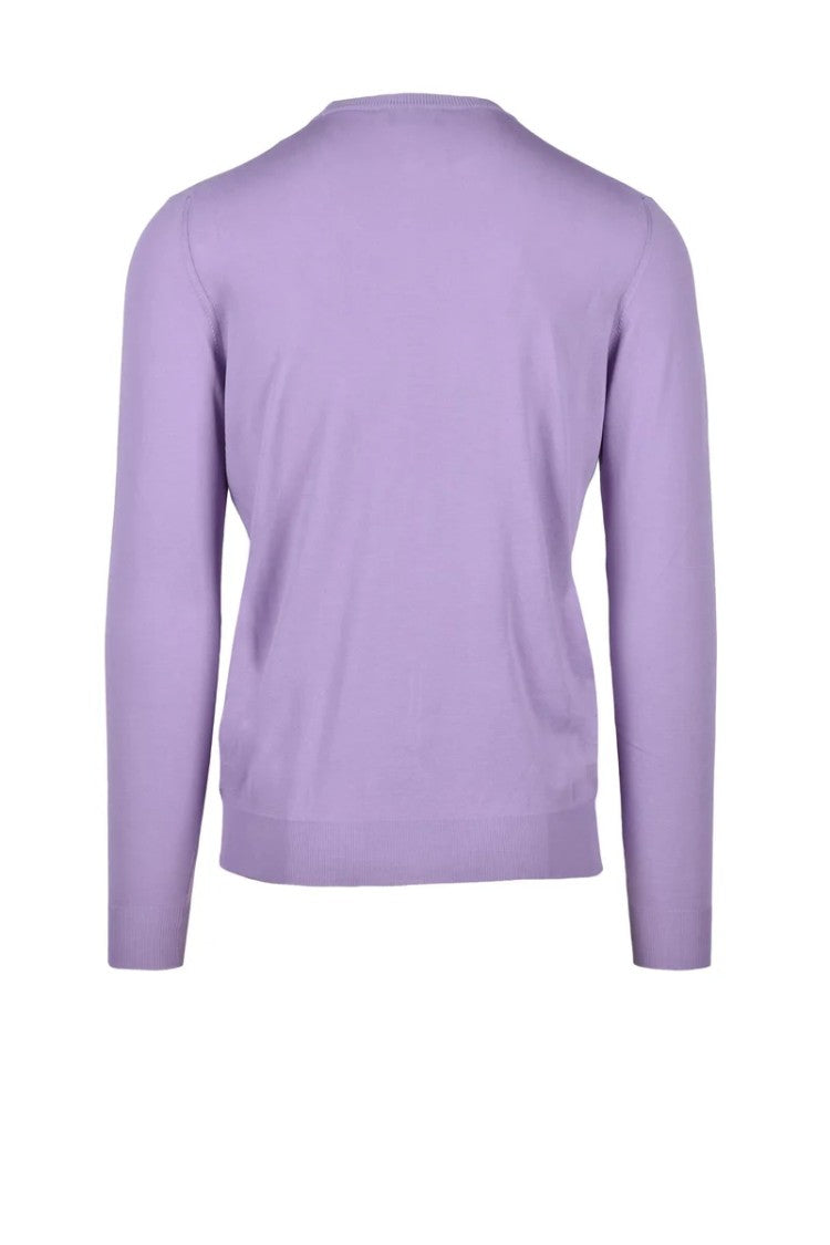 Fama Purple Crewneck Cotton Pullover