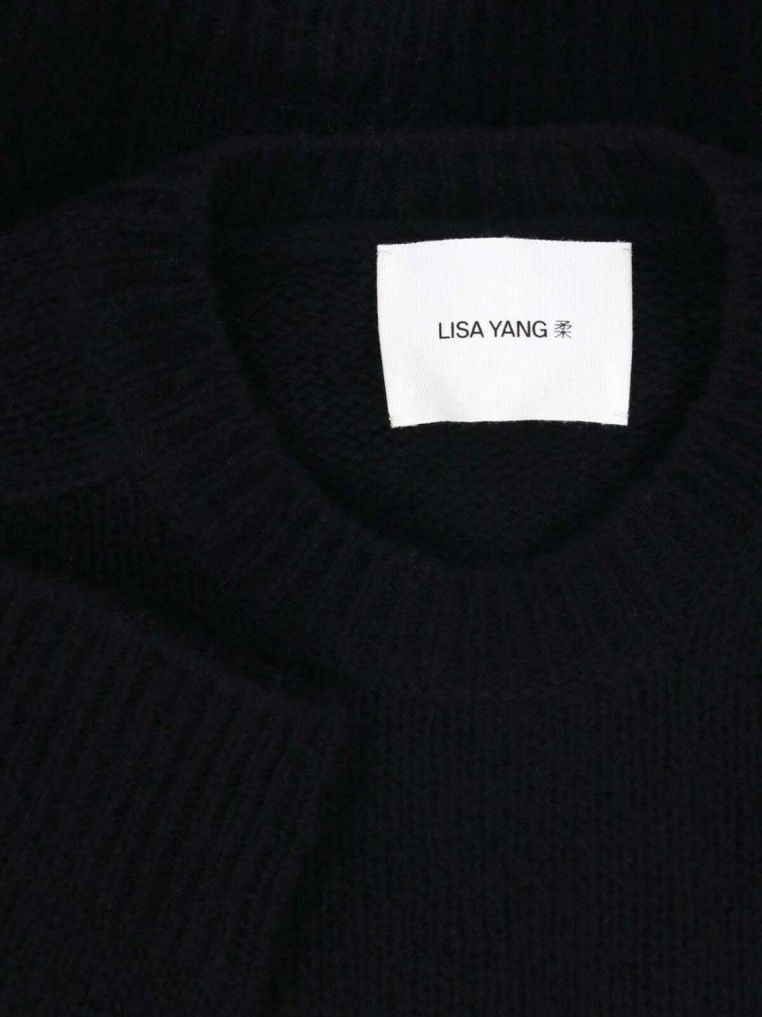 Lisa Yang Classic Crew Neck Ribbed Trim Knit Sweater
